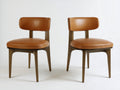 Sedia da pranzo - Legno-Similpelle - 52x56x81 cm - Cognac-Marrone scuro - Stile rétro essenziale