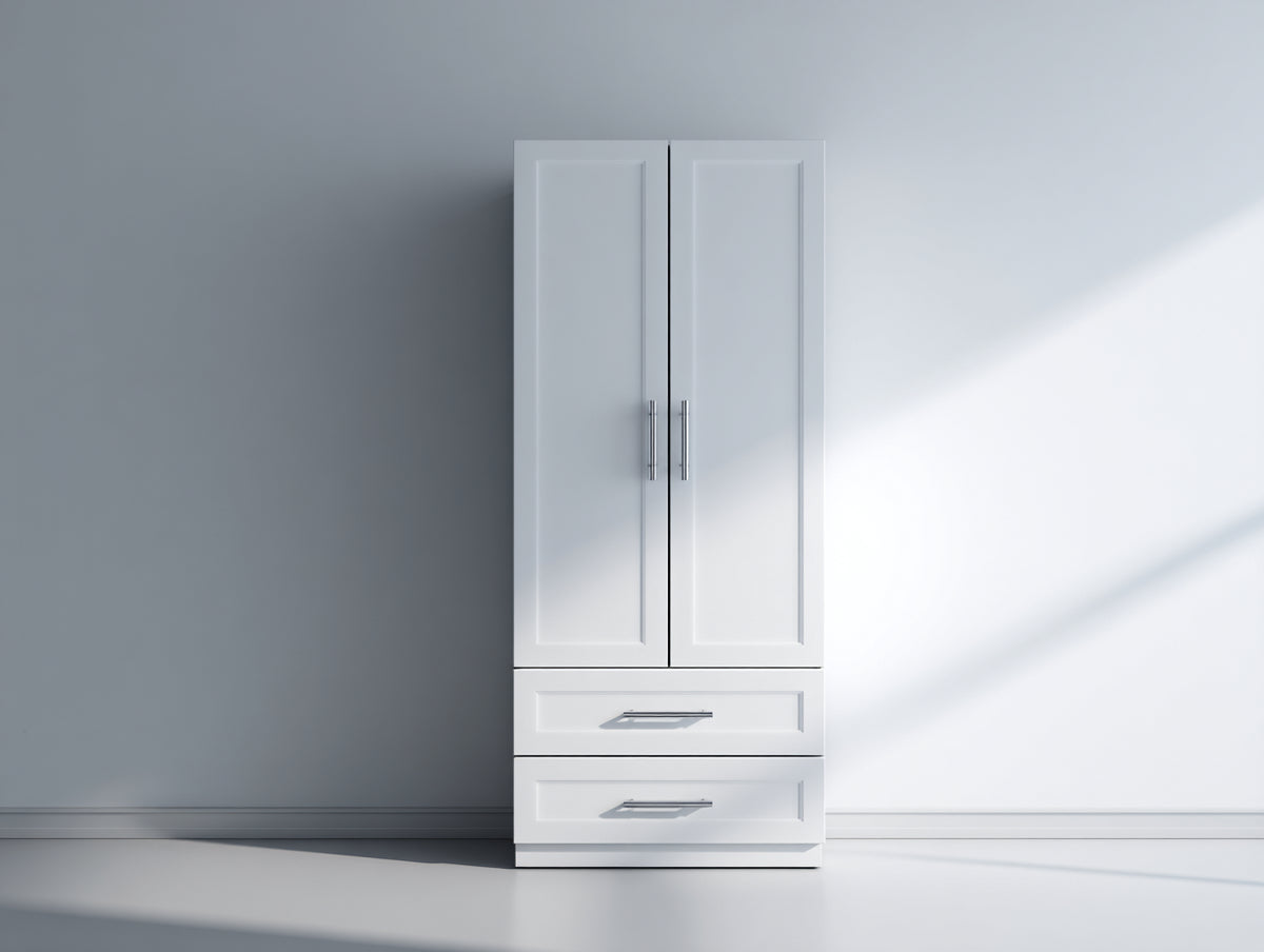 Armadio - pannelli lignei-metallo - 78 x 44 x 192 cm - bianco - stile moderno