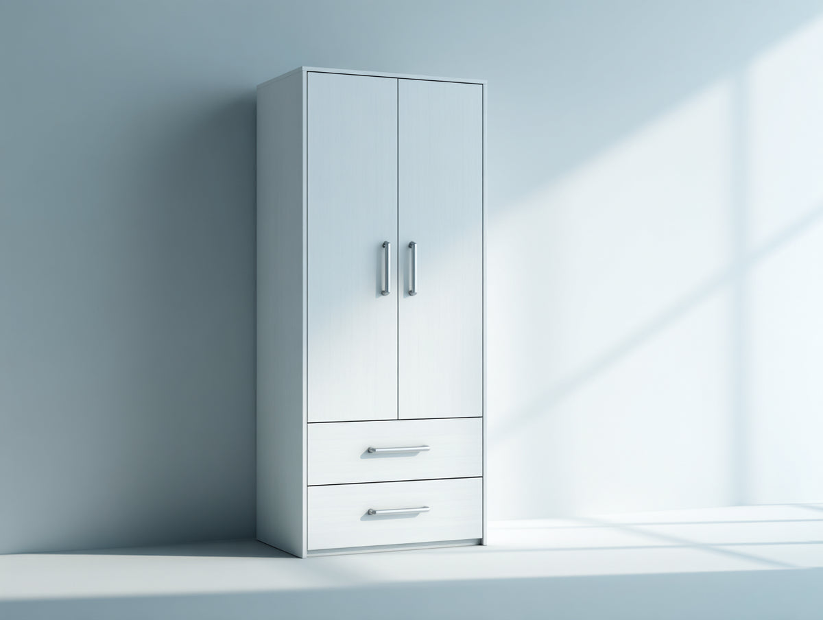 Armadio - pannelli lignei - 80 x 45 x 195 cm - bianco - stile minimalista