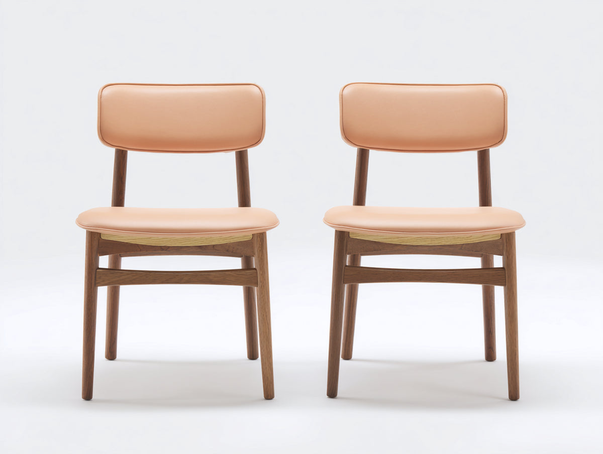 Sedia da pranzo - Legno-Similpelle - 51x55x82 cm - Beige chiaro-Marrone - Stile nordico rétro