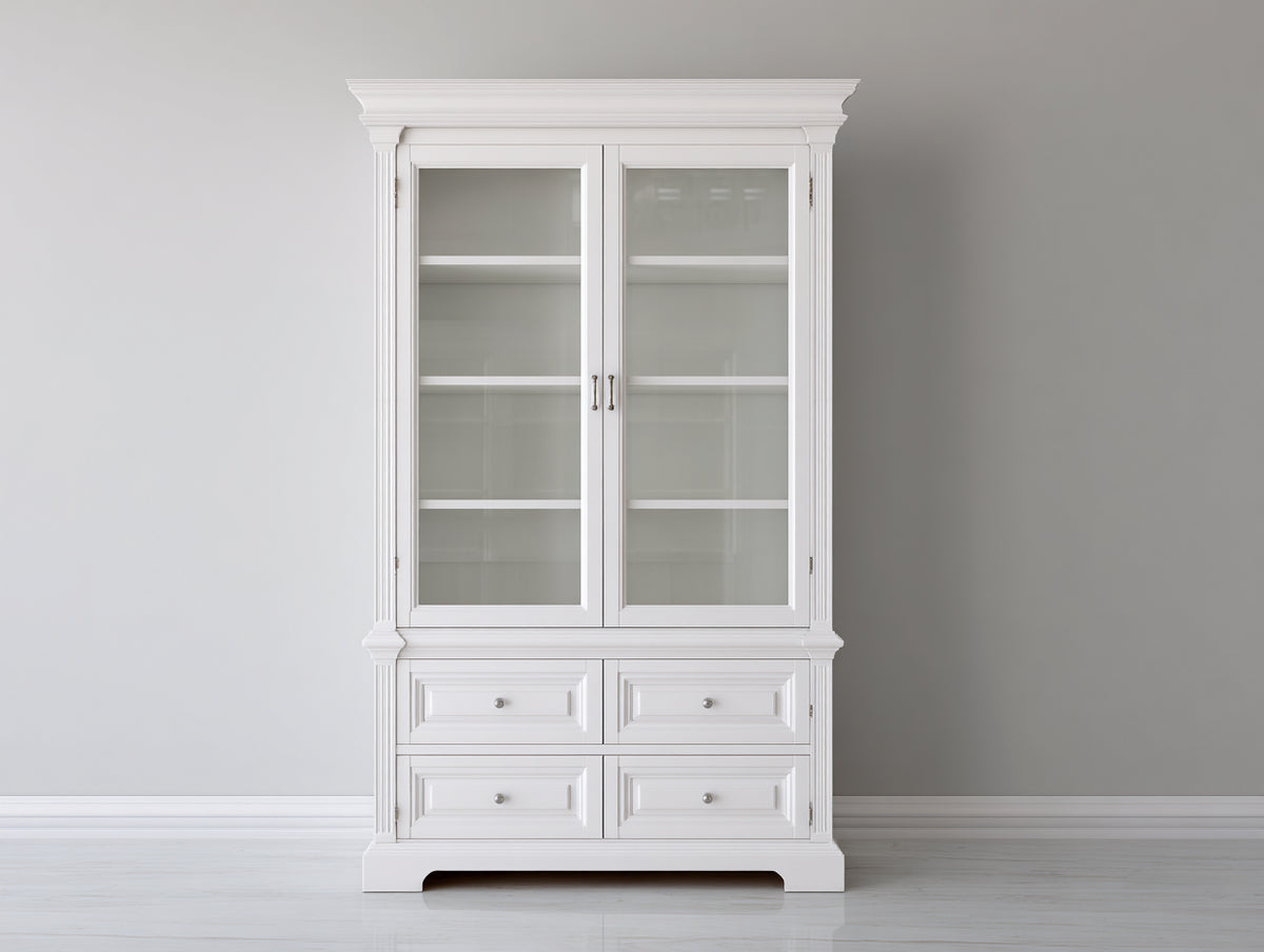Vetrina - legno-vetro - 110x45x190 cm - bianco - classico