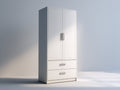 Armadio - pannelli lignei-metallo - 82 x 46 x 198 cm - bianco - stile contemporaneo