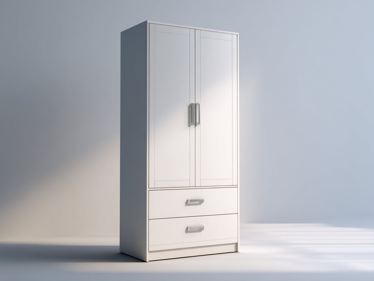 Armadio - pannelli lignei-metallo - 82 x 46 x 198 cm - bianco - stile contemporaneo