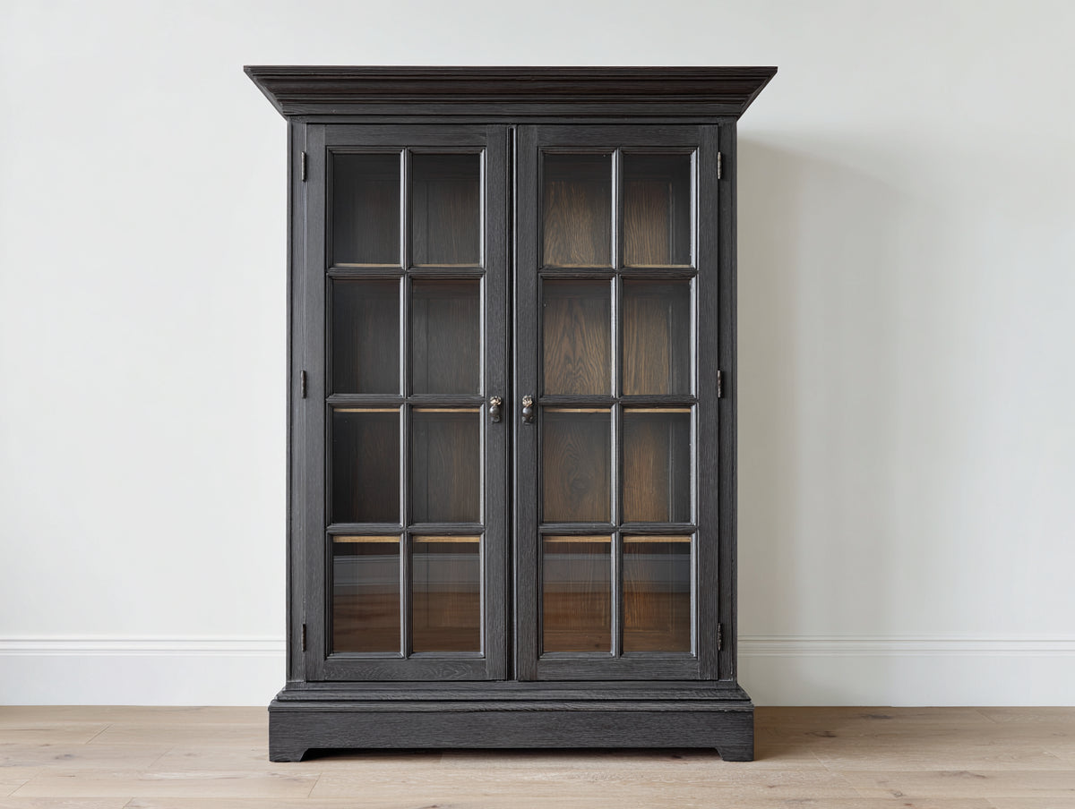 Vetrina - legno-vetro - 112x45x188 cm - grigio antracite - classico