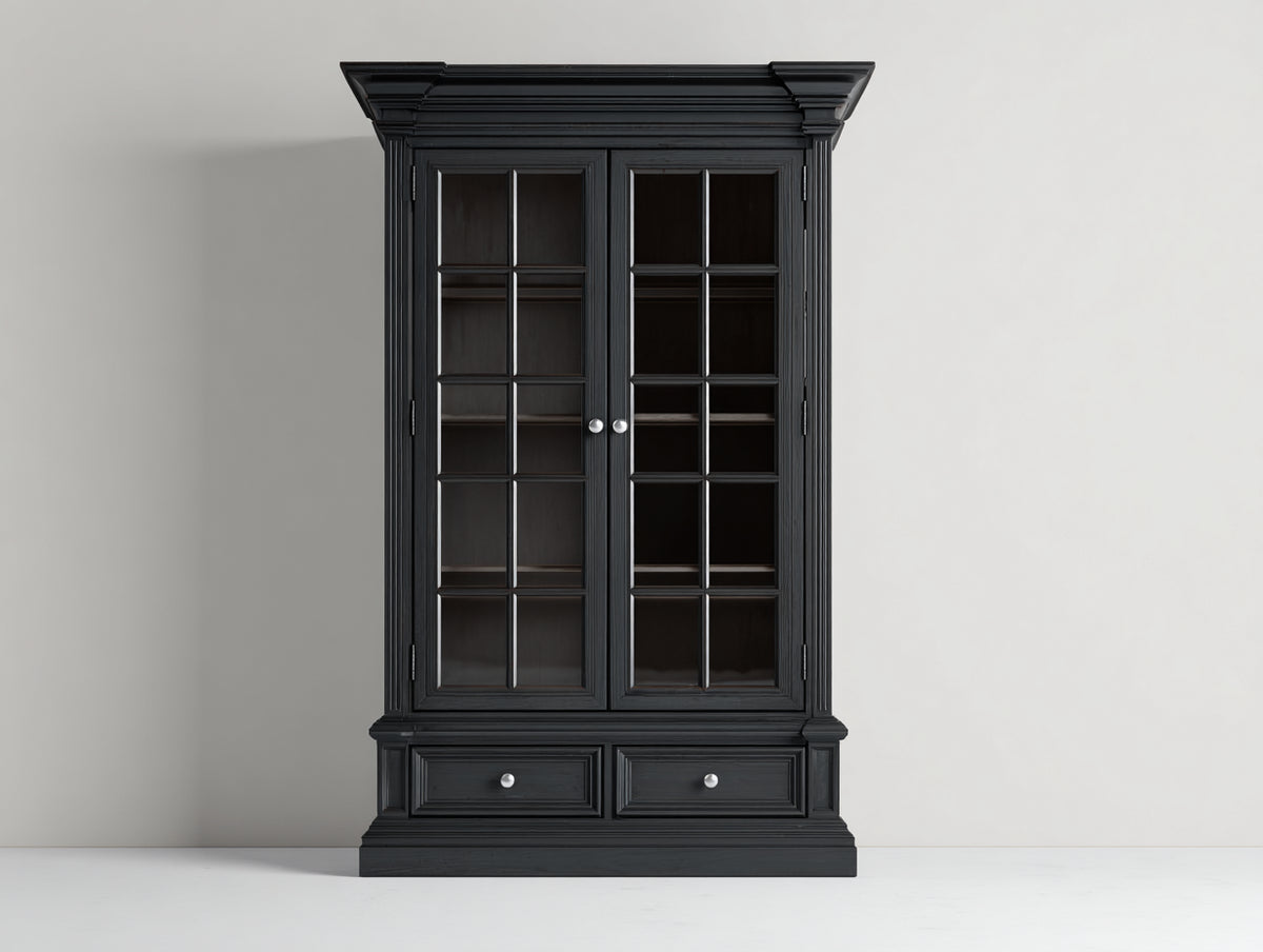 Vetrina - Legno-vetro - 105 x 45 x 190 cm - Nero - Stile classico