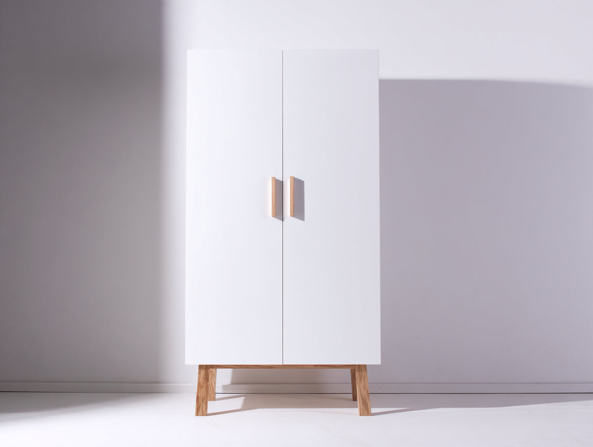 Armadio - pannelli lignei-legno - 88 x 44 x 178 cm - bianco-legno naturale - stile nordico
