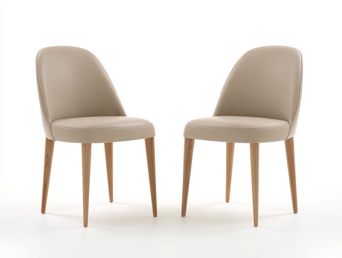 Sedia da pranzo - Legno-Similpelle - 50x56x84 cm - Beige-Legno naturale - Stile moderno organico