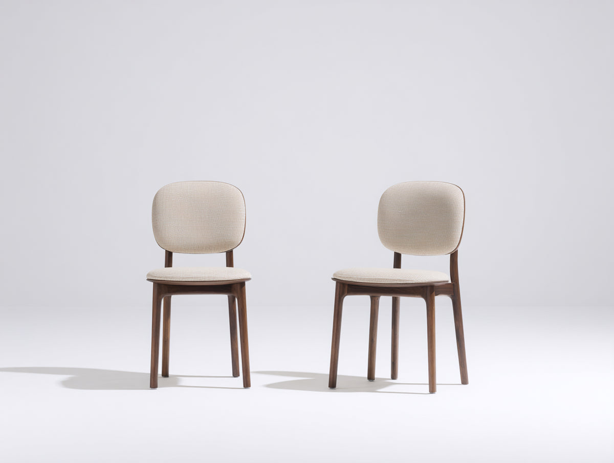 Sedia da pranzo - Legno-Tessuto - 48x53x80 cm - Beige-Marrone scuro - Stile nordico moderno