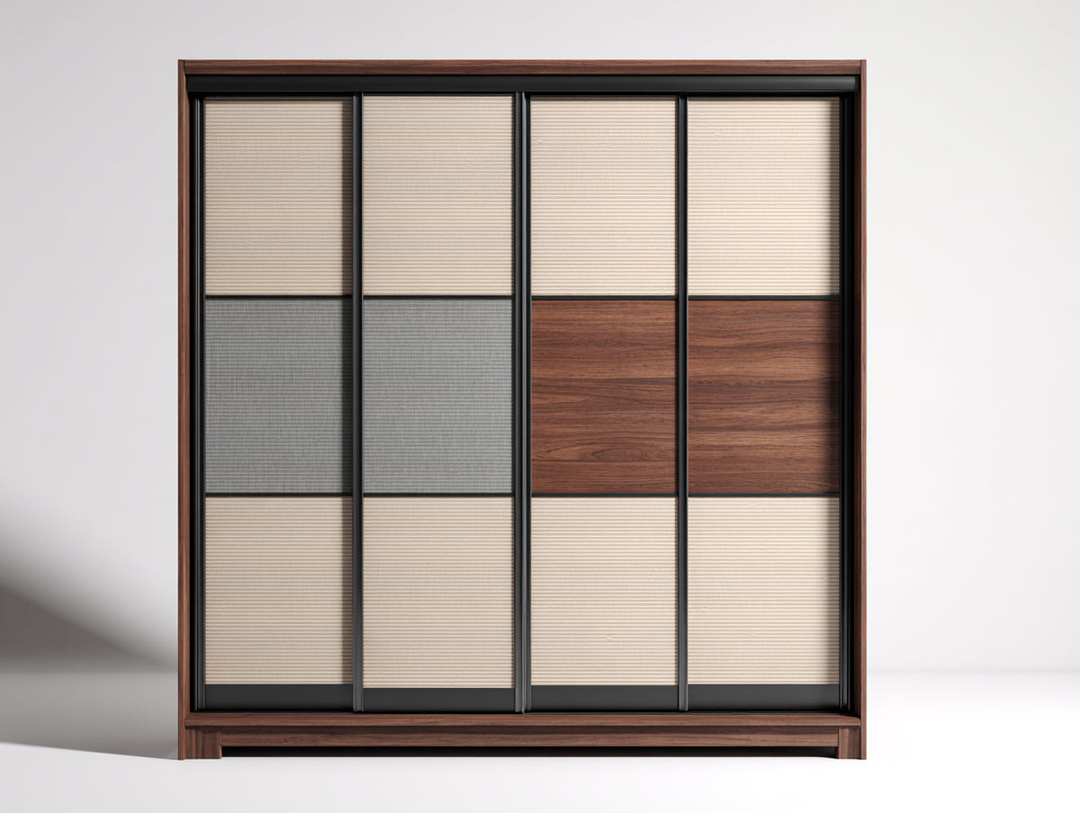 Armadio - legno-metallo - 175 x 60 x 200 cm - marrone scuro-beige-grigio - stile contemporaneo