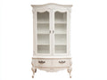 Vetrina - legno-vetro - 100x43x189 cm - bianco avorio - classico ornamentale