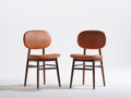Sedia da pranzo - Legno-Similpelle - 49x54x80 cm - Cognac-Marrone scuro - Stile rétro moderno