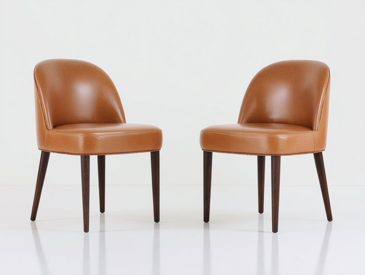 Sedia da pranzo - pelle sintetica-legno - 52x57x81 cm - Cognac-Marrone scuro - moderno