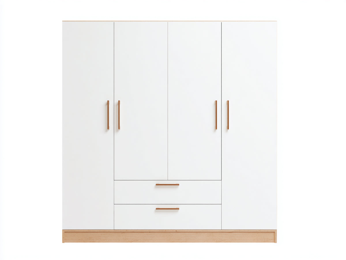Armadio - pannelli lignei-legno - 200 x 60 x 210 cm - bianco-legno chiaro - stile moderno