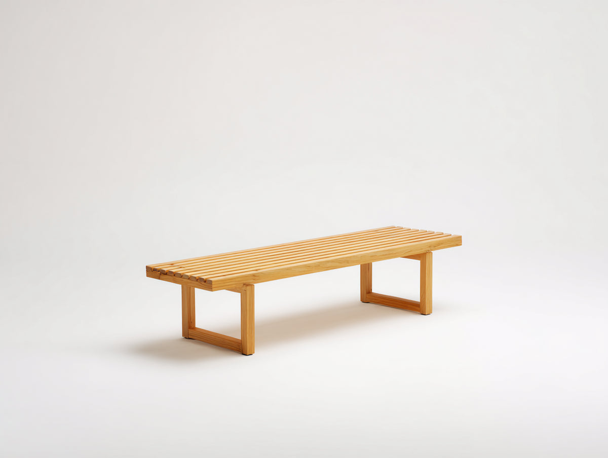 Panche da giardino - Legno - 151x40x45 cm - Naturale dorato - Minimalista