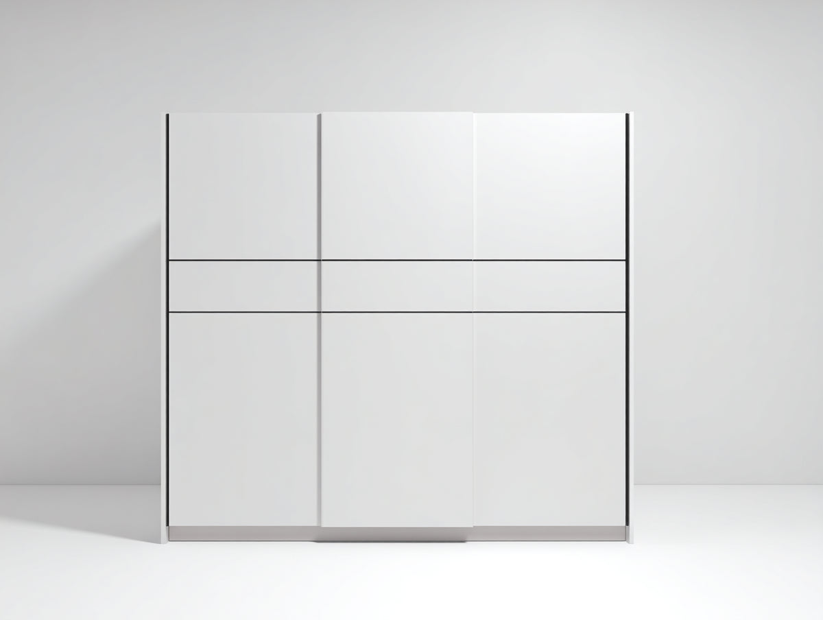 Armadio - pannelli lignei-metallo - 180 x 58 x 190 cm - bianco - stile minimalista