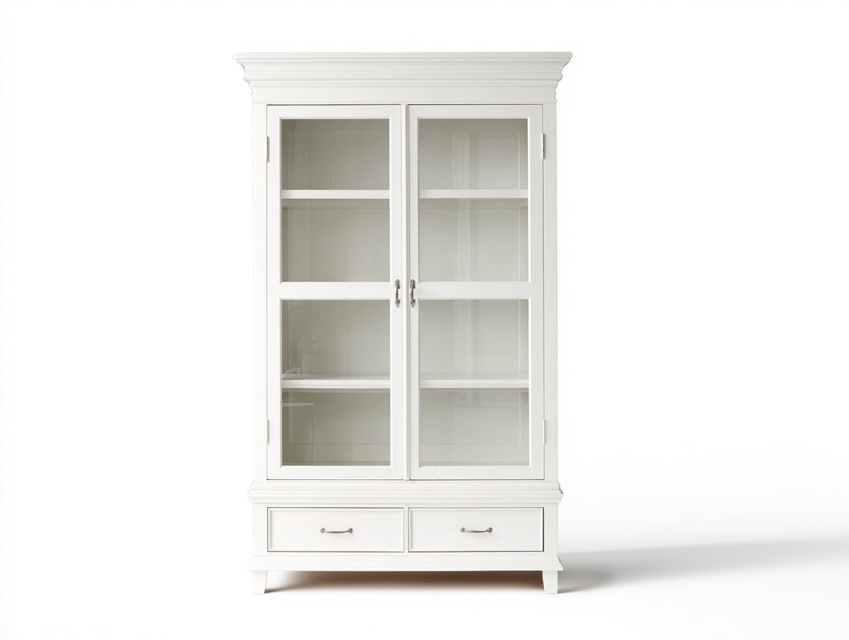 Vetrina - legno-vetro - 105x43x191 cm - bianco - classico