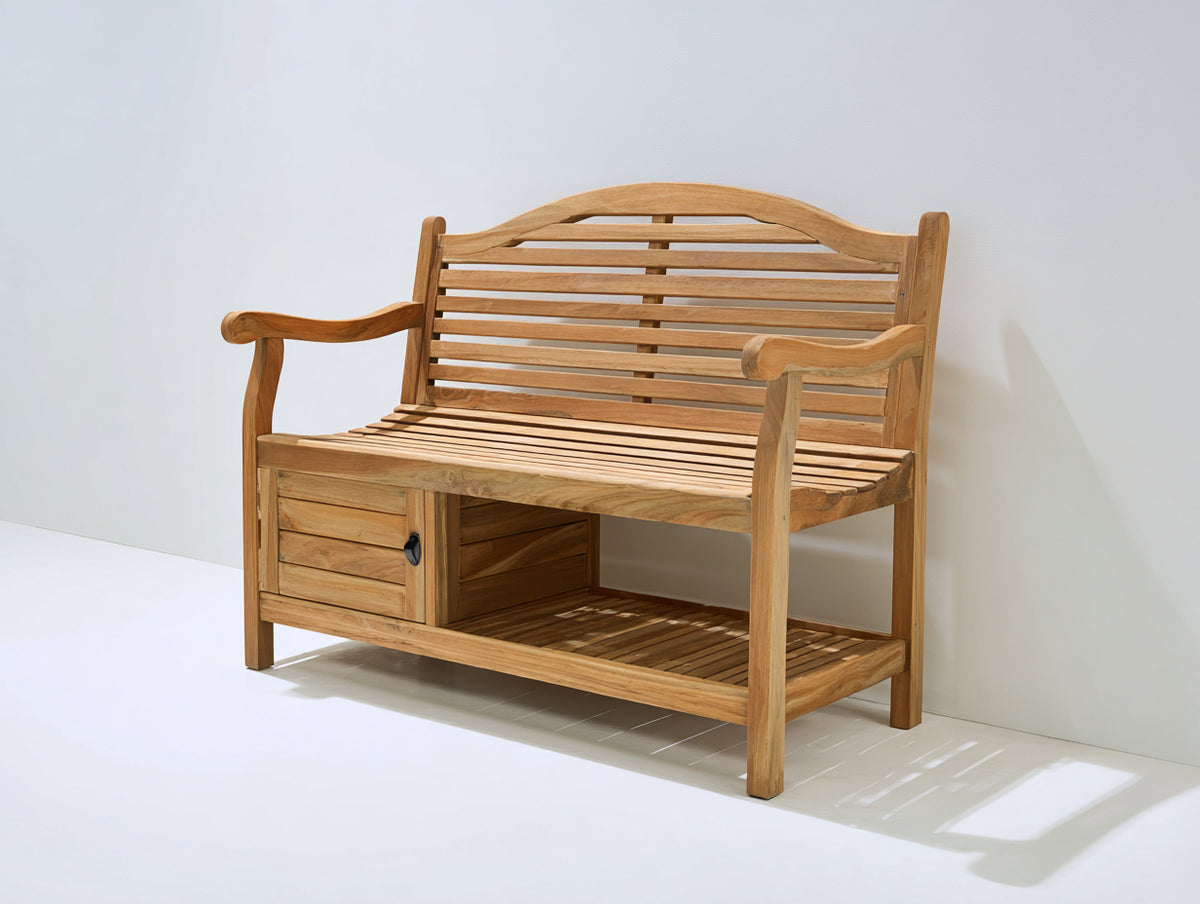Panche da giardino - Legno - 131x63x95 cm - Naturale dorato - Rustico