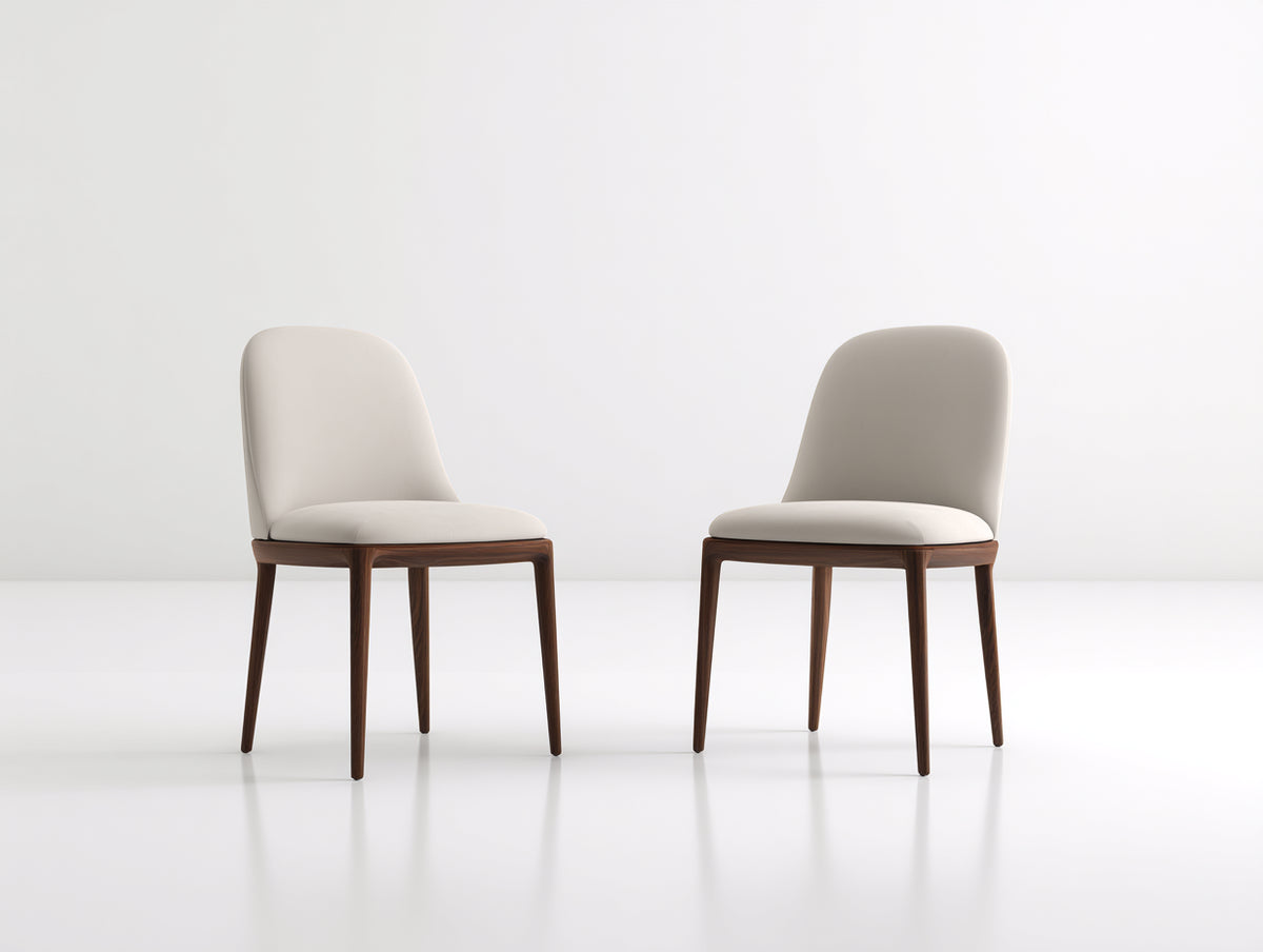 Sedia da pranzo - Legno-Similpelle - 50x56x86 cm - Bianco crema-Marrone scuro - Stile moderno minimalista
