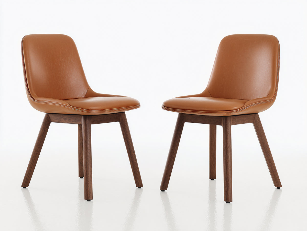 Sedia da pranzo - pelle sintetica-legno - 50x56x82 cm - Cognac-Marrone scuro - moderno