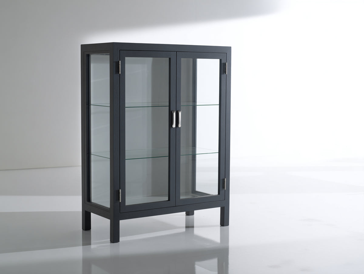 Vetrina - Legno-vetro - 85 x 35 x 125 cm - Grigio scuro - Stile minimalista