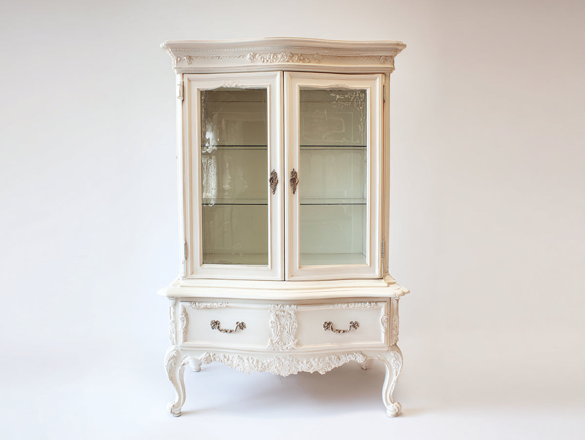 Vetrina - legno-vetro - 104x45x187 cm - crema - rococò