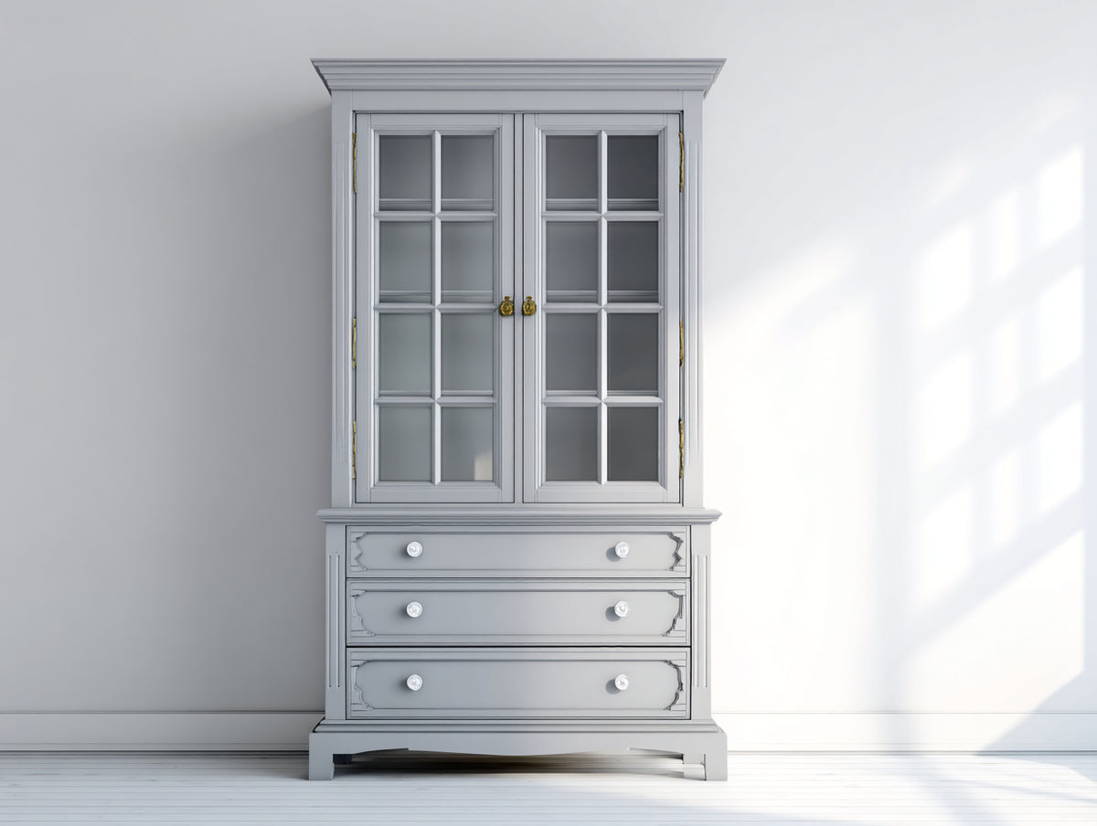 Vetrina - legno-vetro - 106x46x193 cm - grigio chiaro - tradizionale