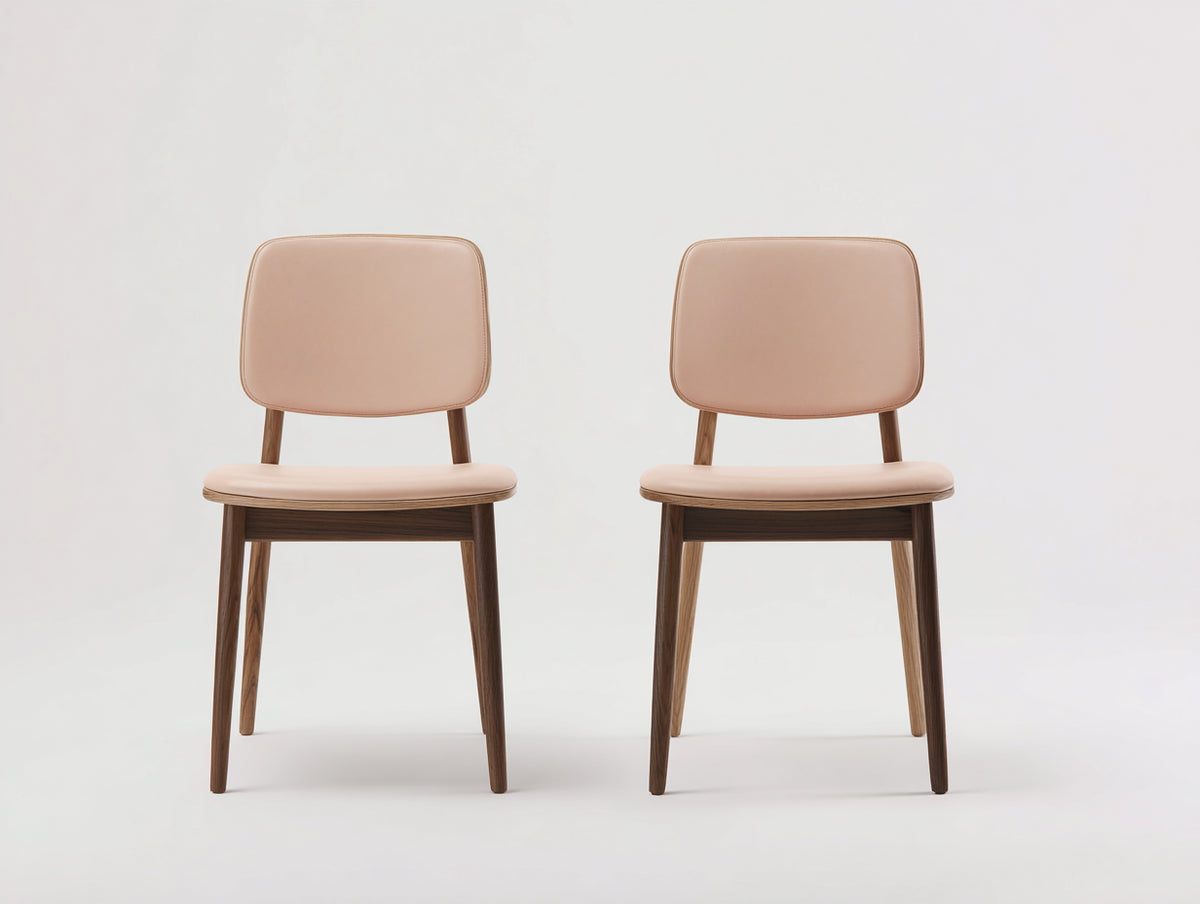 Sedia da pranzo - Legno-Similpelle - 49x54x81 cm - Beige-Marrone - Stile moderno minimalista
