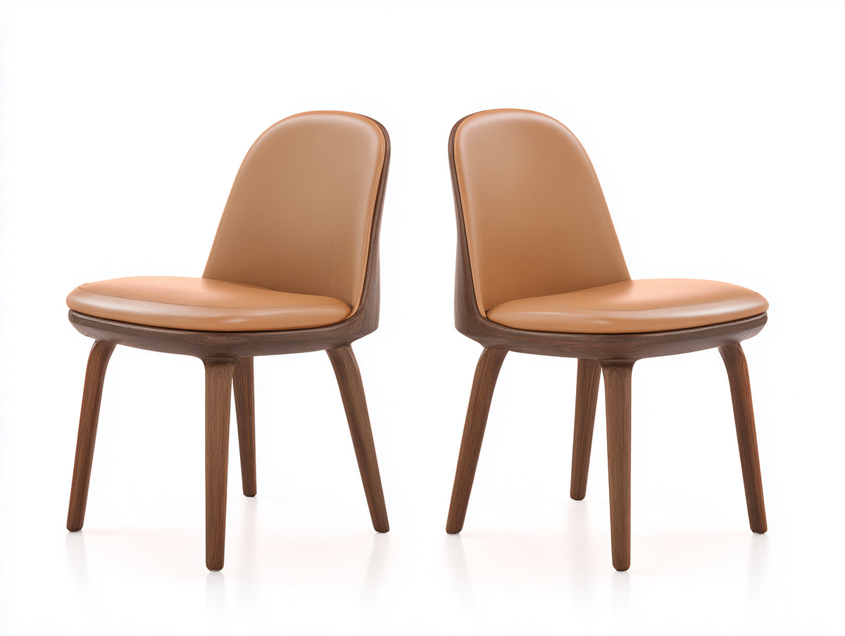 Sedia da pranzo - pelle sintetica-legno - 50x56x84 cm - Cognac-Marrone - moderno