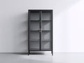 Vetrina - metallo-vetro - 86x39x176 cm - grigio antracite - minimalista